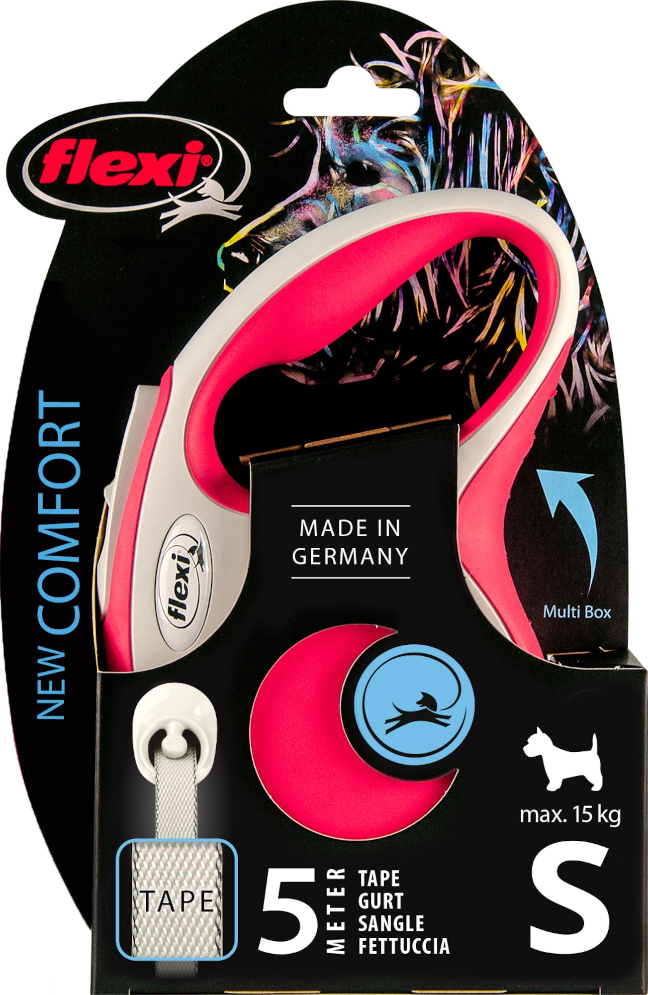 Поводок-рулетка FLEXI NEW COMFORT ЛЕНТА 5М клубничная