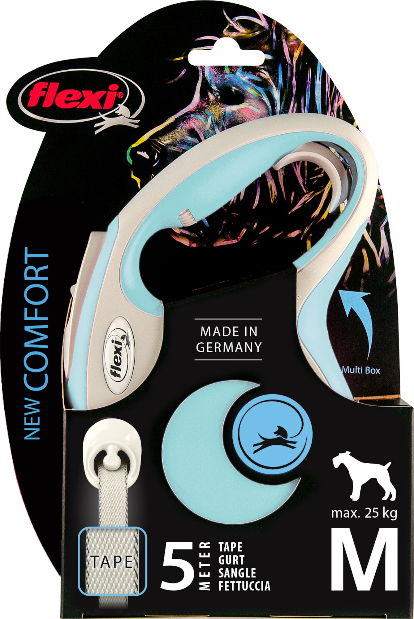 Поводок-рулетка FLEXI NEW COMFORT ЛЕНТА 5М светло-голубая
