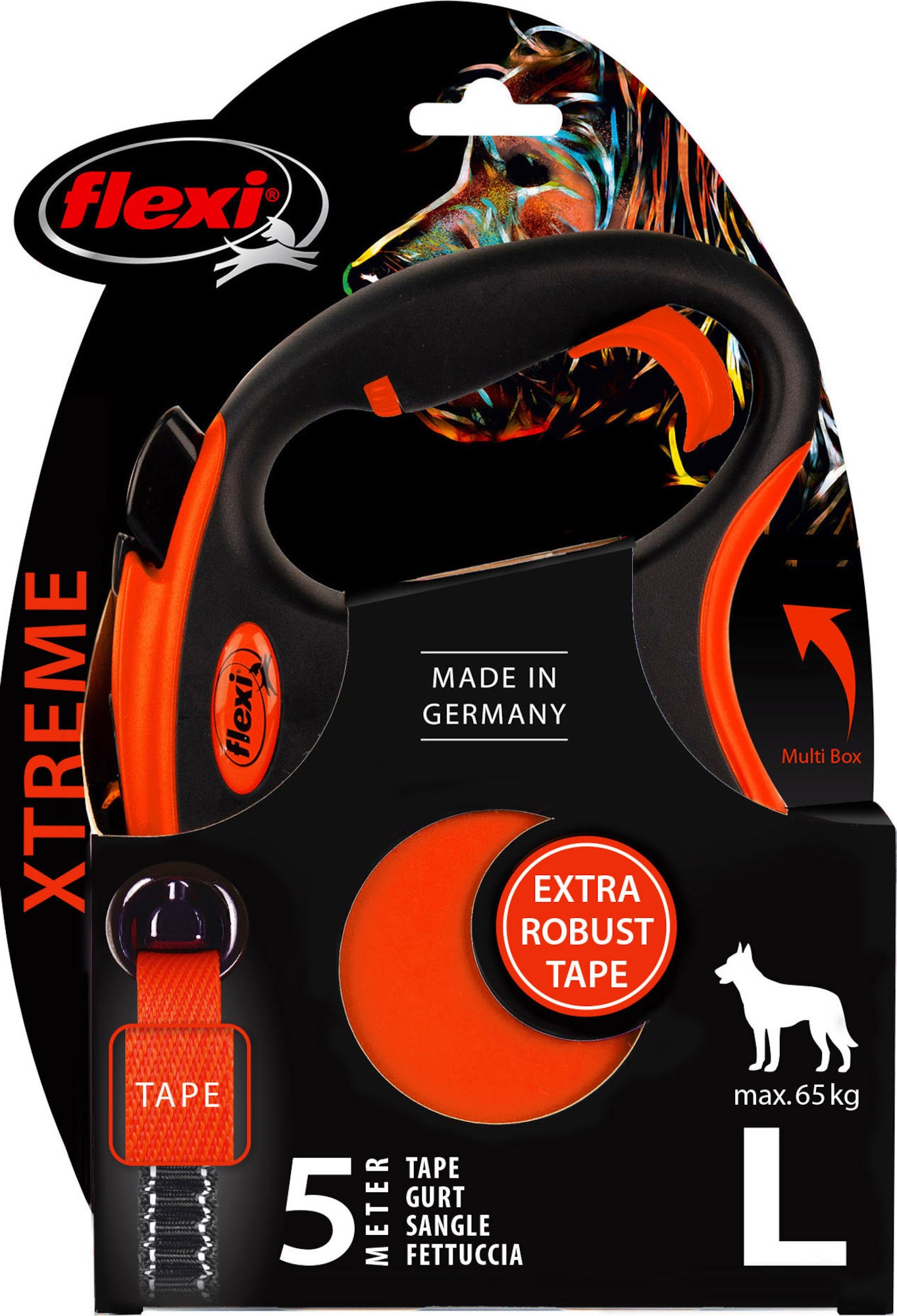 Поводок-рулетка FLEXI XTREME ЛЕНТА 5М оранжевая