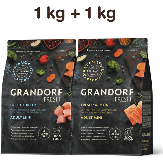 GRANDORD Fresh Turkey + Salmon Adult Mini 2 kg pack