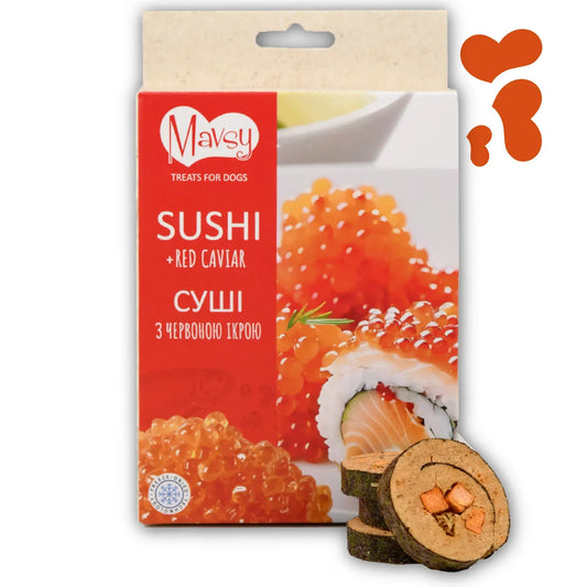 Лакомство для собак Mavsy Суши из лосося с красной икрой, 50 г