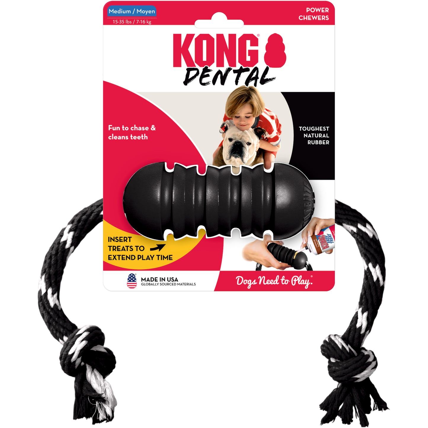 KONG® Extreme с веревкой и мячом, черный