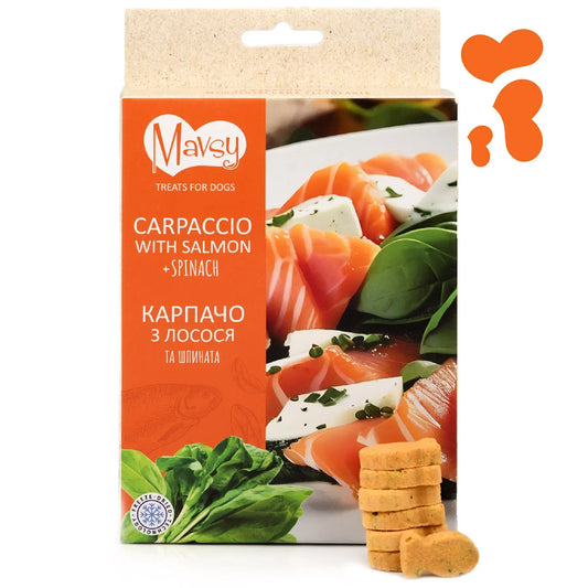 Лакомство для собак Mavsy Карпачо с лосося и шпинатом, 50 г