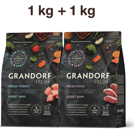 GRANDORD Fresh Turkey + Duck Adult Mini 2 kg pack